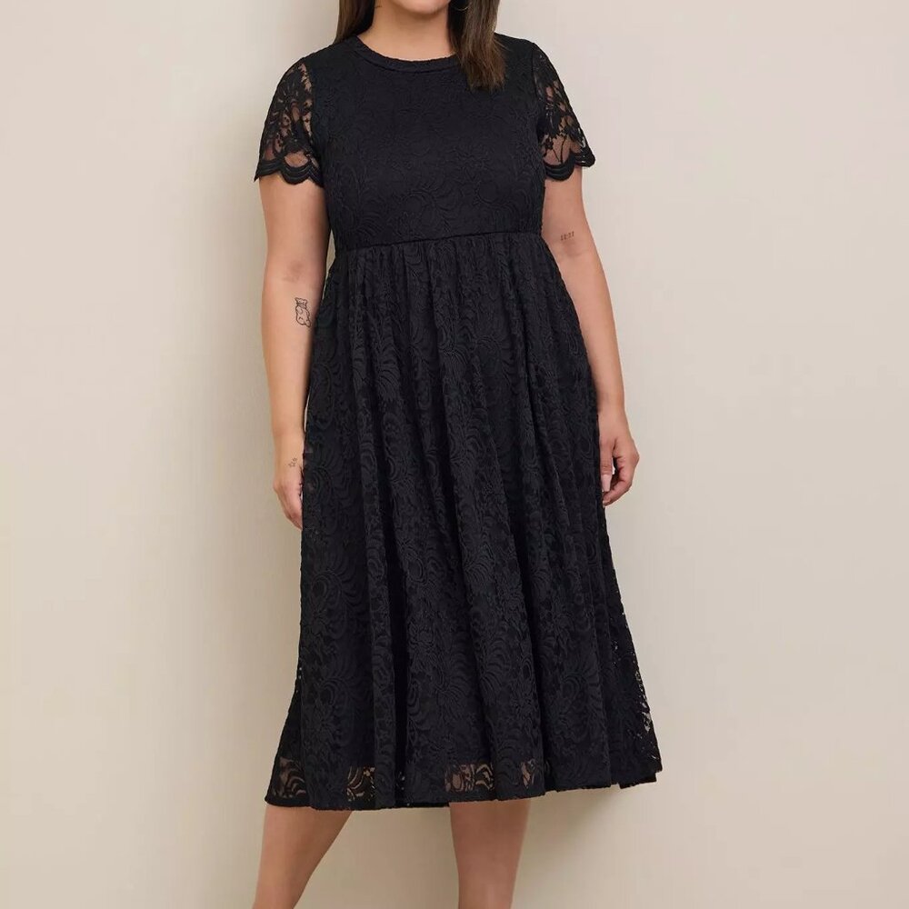 Torrid Midi Lace Fit And Flare Dress